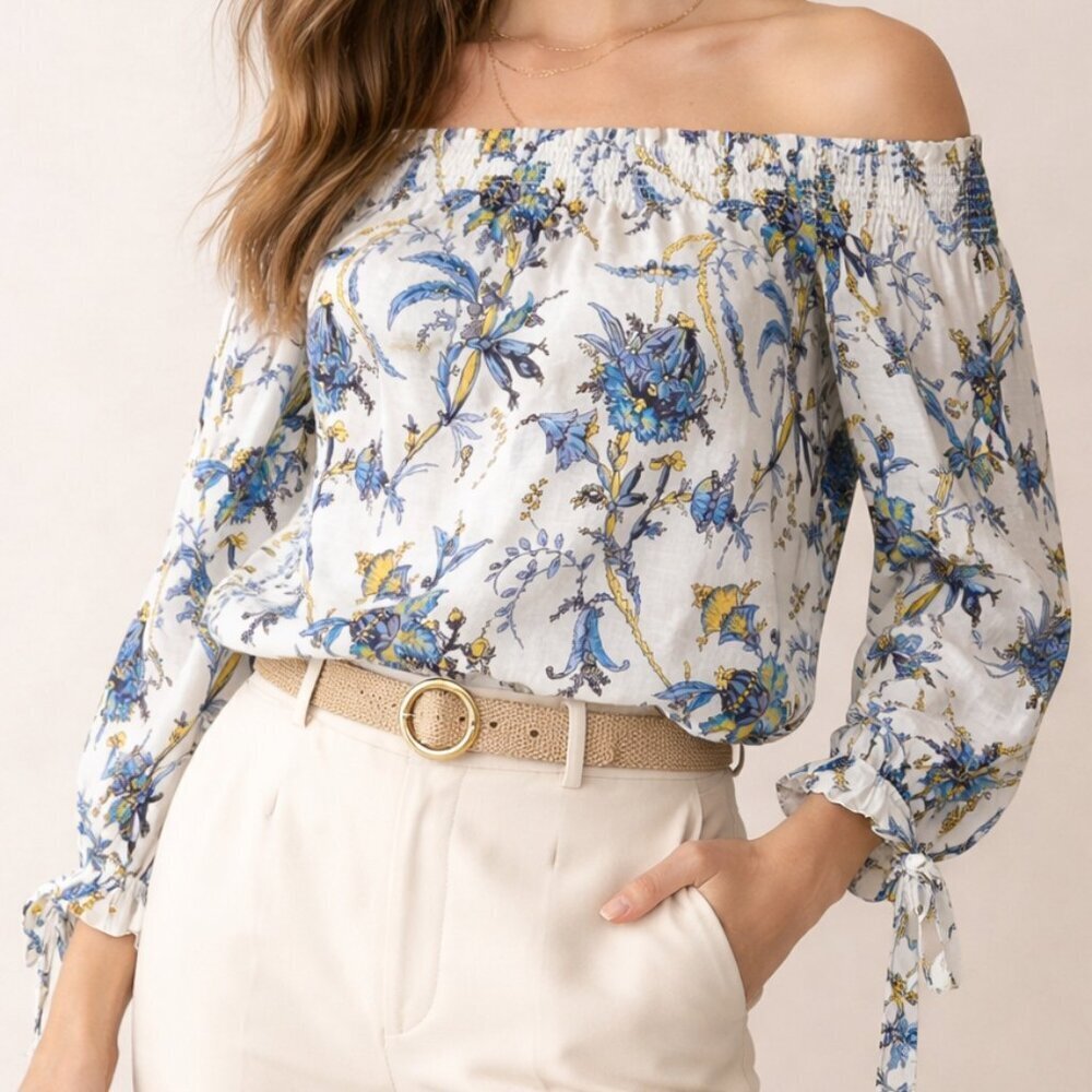LOFT Women’s Off the Shoulder Floral Pattern Blouse Size XS